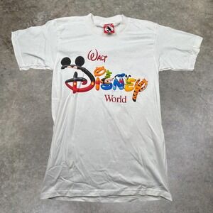 Vintage 90s Walt Disney World Character Logo T-Shirt White Small Mickey Inc